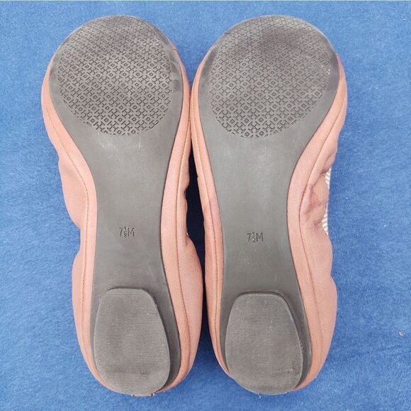 TORY BURCH Brown Leather Scrunch Ballet Flats Size 7.5 - Picture 5 of 5